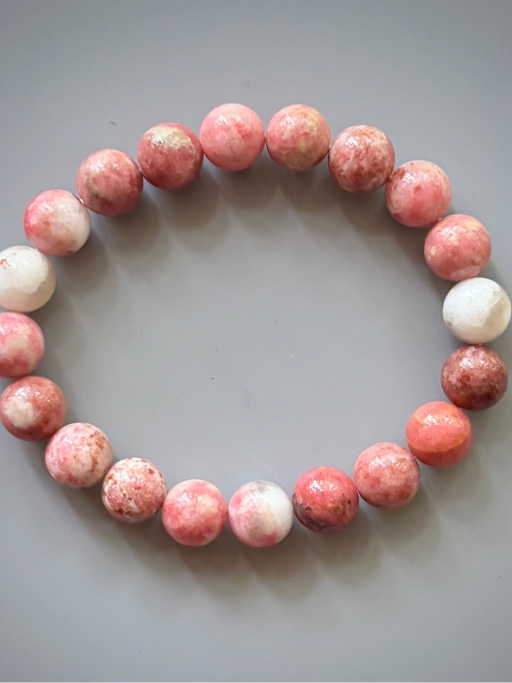 Natural Pink Rhodonite Handcrafted Bead Bracelet
